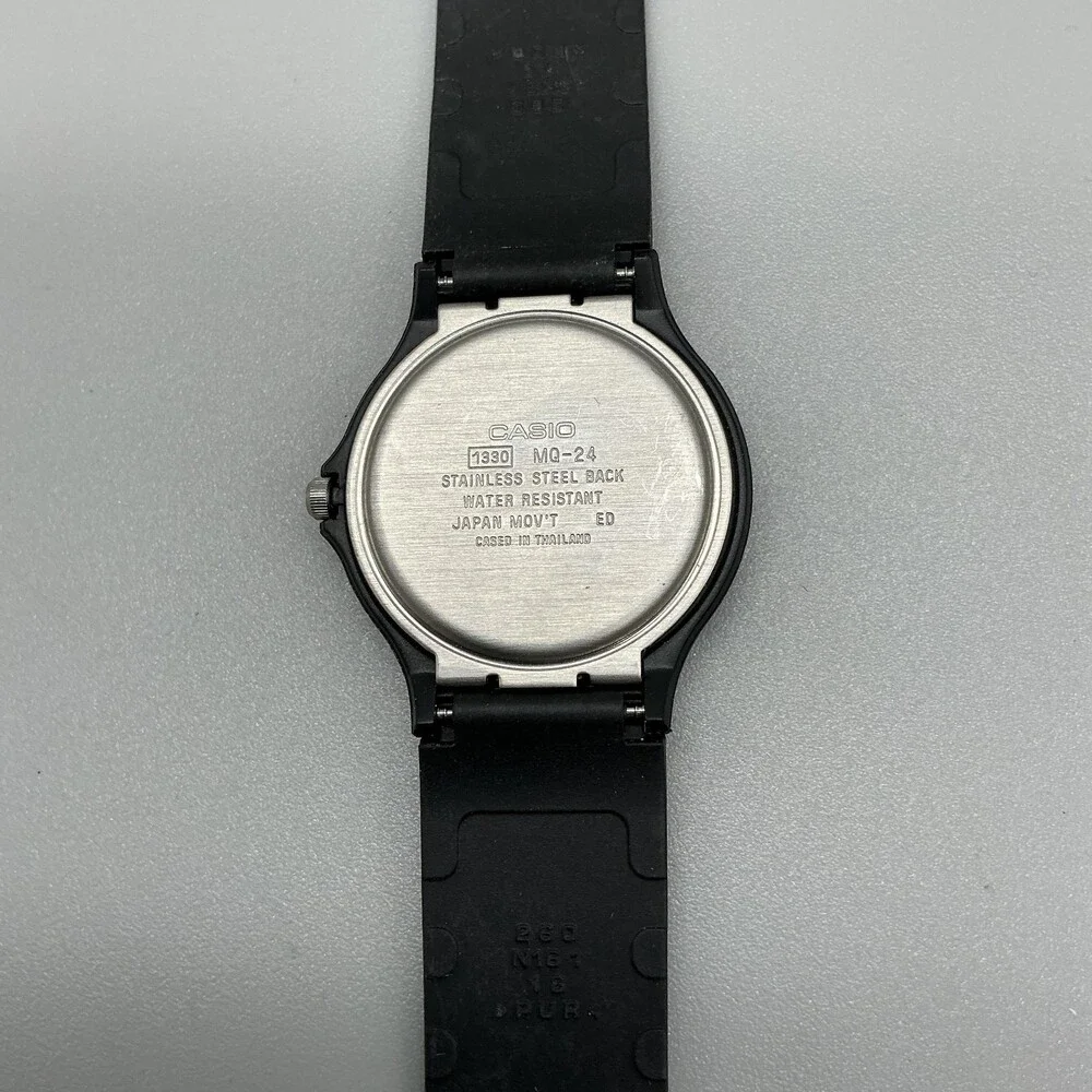 Casio 1330 MQ-24 Mens Watch 34mm Black Dial Case Black Resin Water Resist
